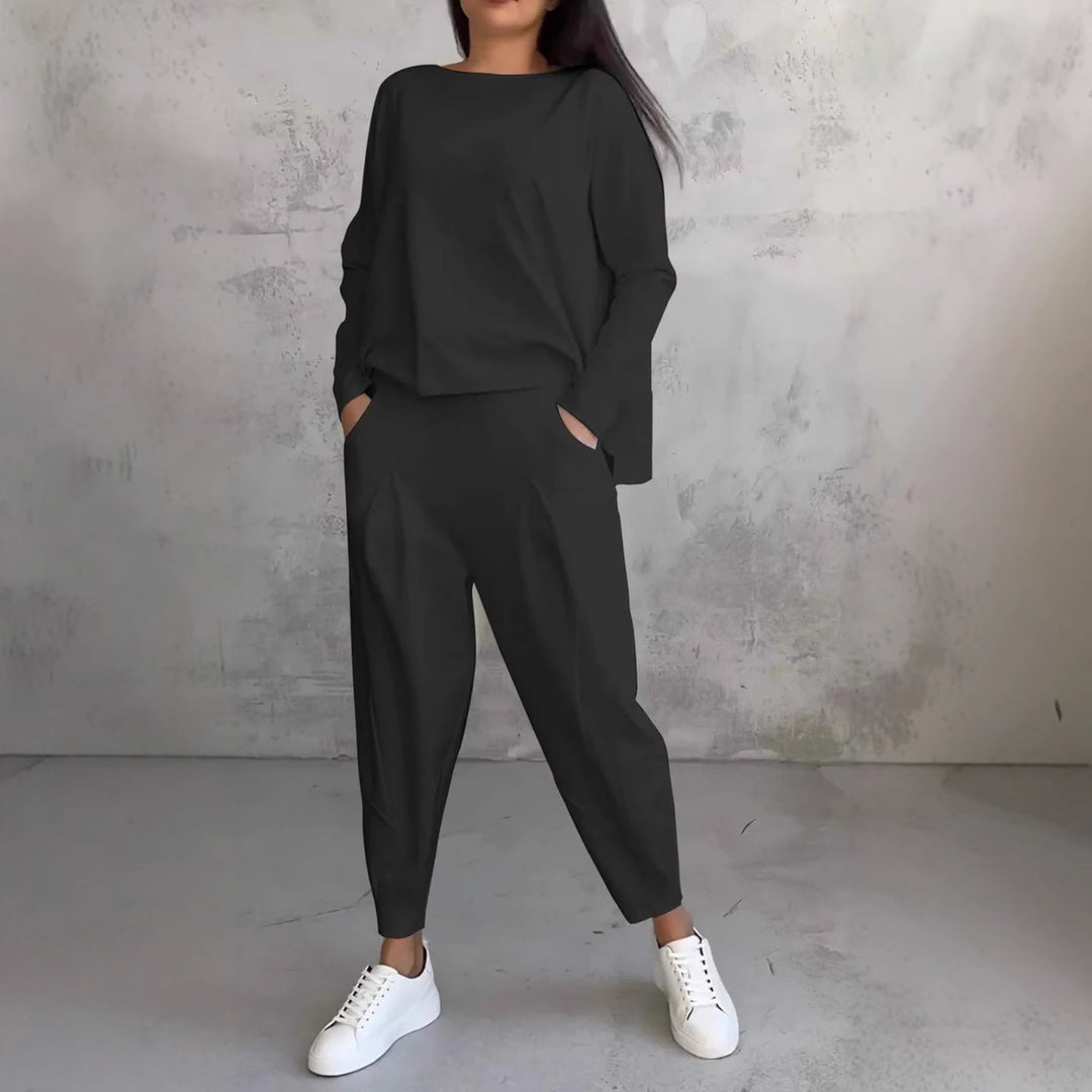 Damen Bequemes Freizeit-Set mit weitem Schnitt und Taschen Drune