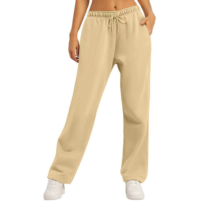 Damen nan extraweiche Relax-Hose mit hohem Komfortbund Kordelzug und geradem Bein Drune