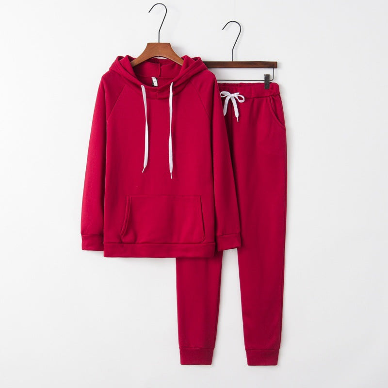 Damen Hausanzug-Set aus weichem Fleece mit Kapuzenpullover und Jogginghose Drune
