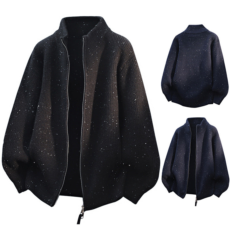 Damen Modische Strickjacke mit hohem Kragen und Reißverschluss Drune