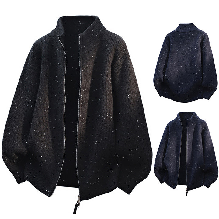 Damen Modische Strickjacke mit hohem Kragen und Reißverschluss Drune