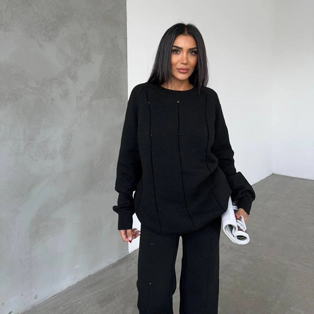 Damen Cozy Strickanzug mit modernem Schnitt und dezenten Akzenten Drune