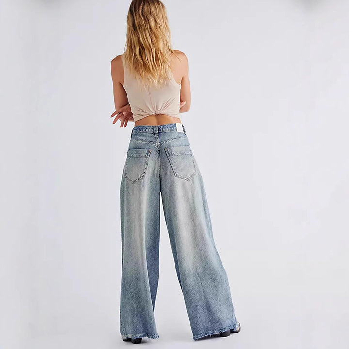Damenweite High-Waist-Jeans Drune