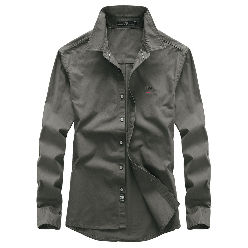 Herren Casual-Hemd aus Baumwollmix mit Kentkragen und dezentem Logo Drune