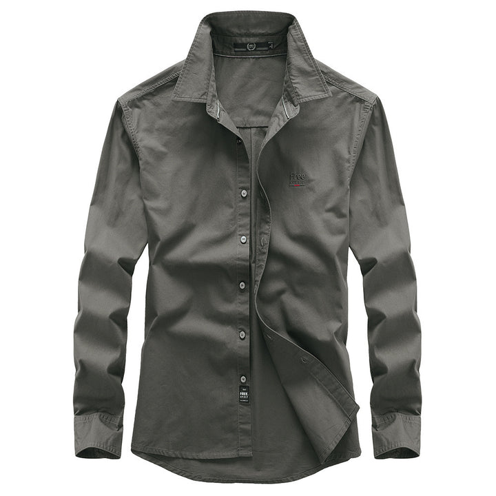 Herren Casual-Hemd aus Baumwollmix mit Kentkragen und dezentem Logo Drune