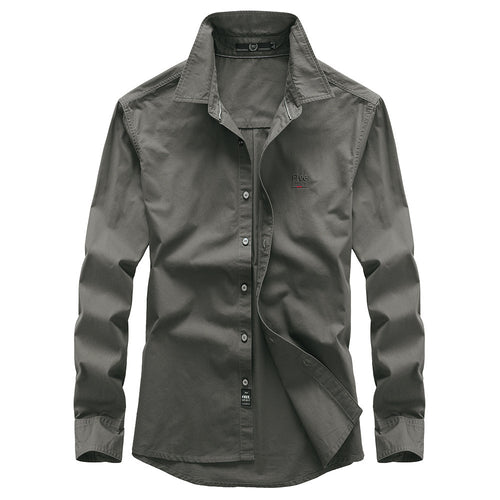 Herren Casual-Hemd aus Baumwollmix mit Kentkragen und dezentem Logo Drune