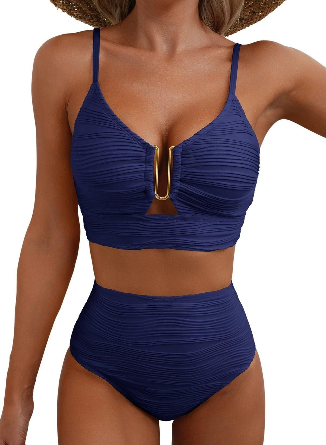 Damen Hochgeschnittener Bikini mit Raffungen Drune