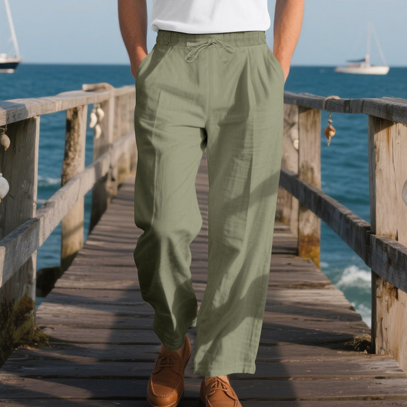 Herren luftige Freizeithose mit elastischem Bund und seitlichen Taschen Drune