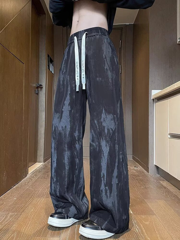Unisex Weite Relaxed-Fit Lounge-Hose mit elastischem Bund und Vintage-Färbung Drune