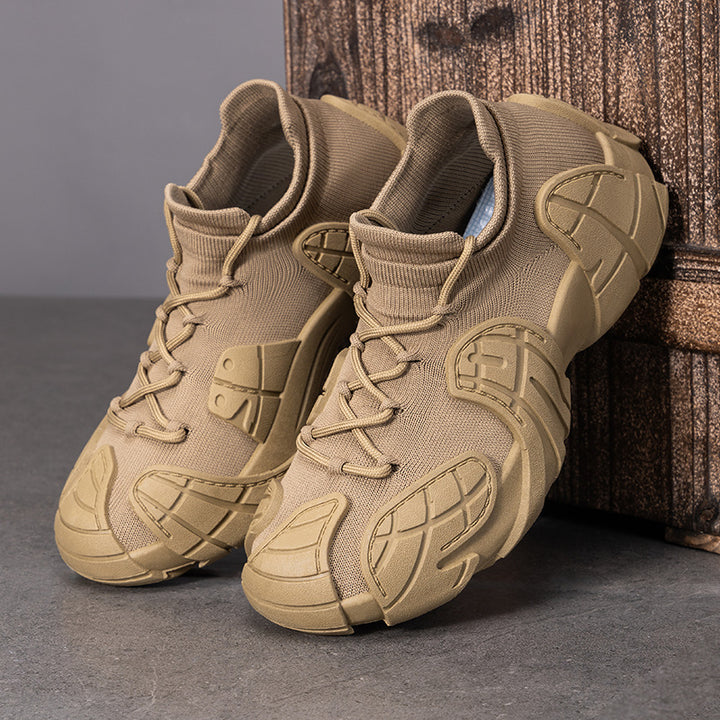 Herren nan robuster taktischer Sneaker mit nahtlosem Strickschaft, stoßdämpfender EVA-Zwischensohle und profiliertem Schutzoverlay Drune