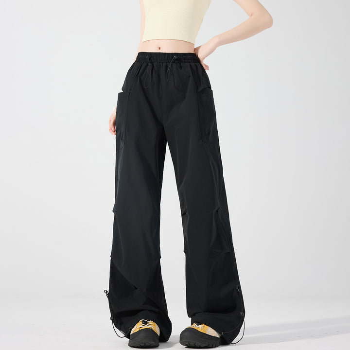 Damen Weite technische Cargo-Hose mit Kordelzugbund, verstellbarem Saum und Multifunktions-Taschen Drune
