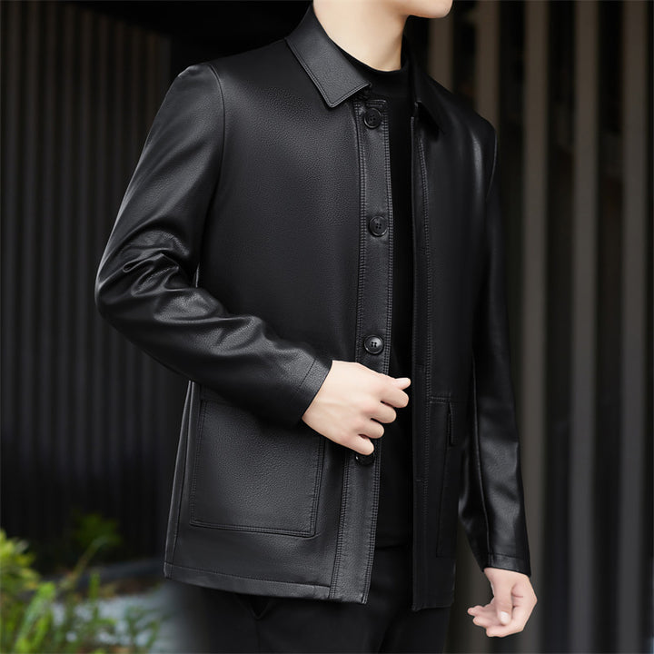Herren Kunstlederjacke mit praktischen Taschen und modernem Schnitt Drune