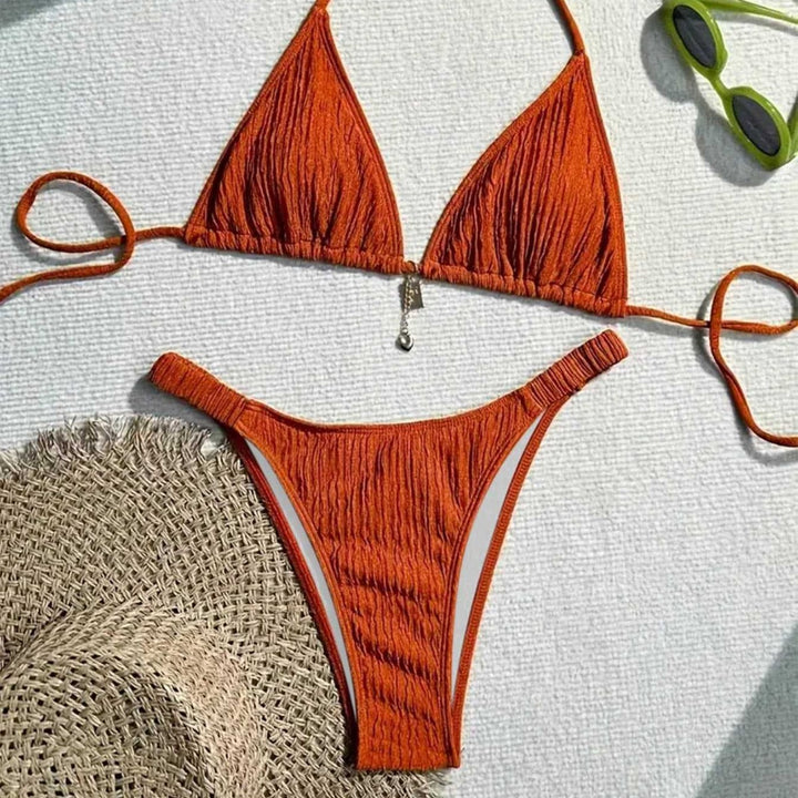 Damen Triangel-Bikini mit gewellter Textur Drune