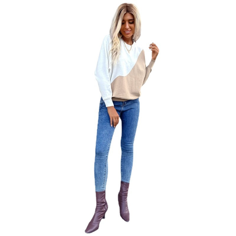 Damen Leichter Oversize-Feinstrickpullover mit asymmetrischem Colorblock und geripptem Saum Drune