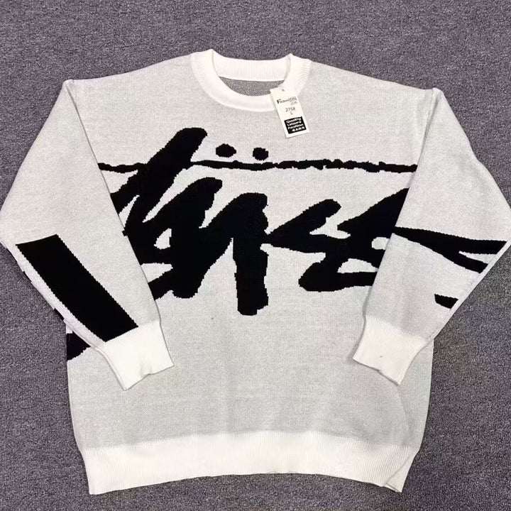 Herren Modischer Grobstrickpullover mit grafischem Design Drune