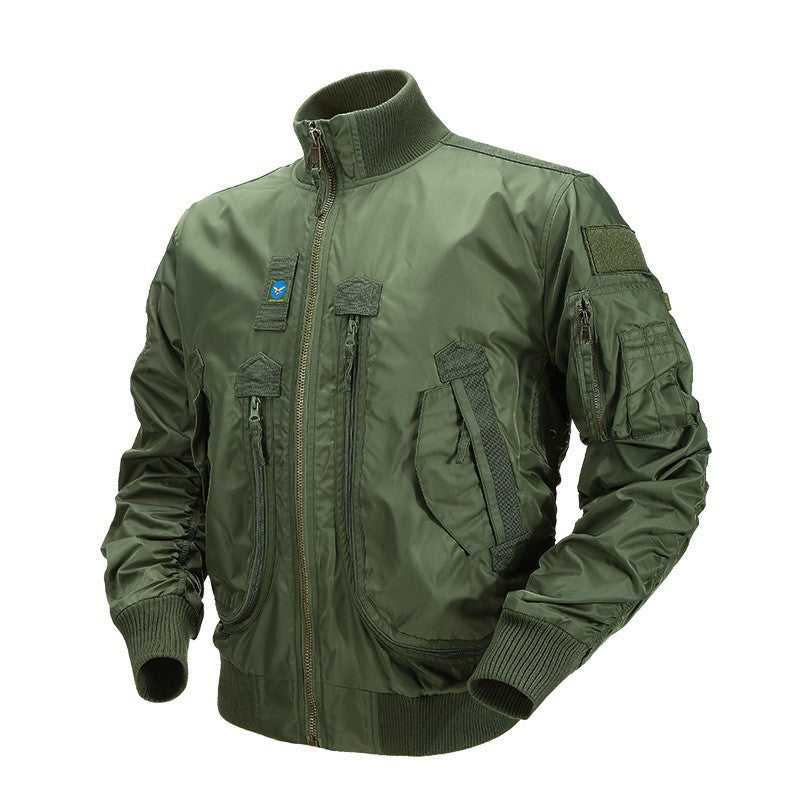 Herren Piloten-Bomberjacke mit Utility-Taschen und geripptem Stehkragen Drune