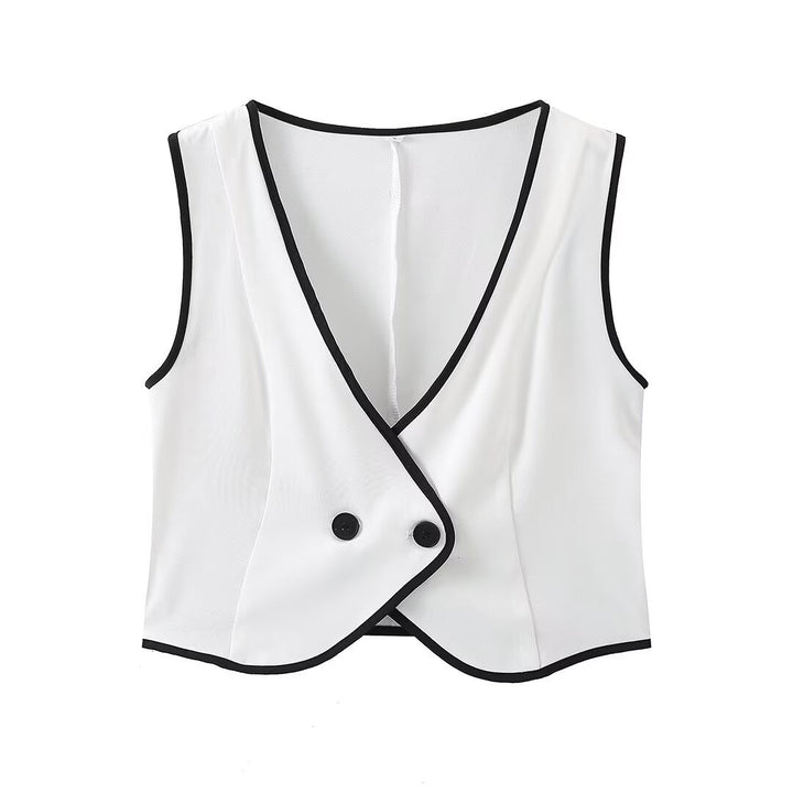 Damen elegante weite Hose mit seitlichen Taschen und Bunddetails Drune