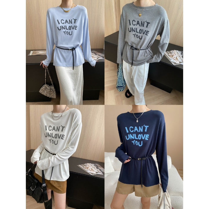 Damen Langarmshirt mit kreativem Schriftzug und lässigem Schnitt Drune