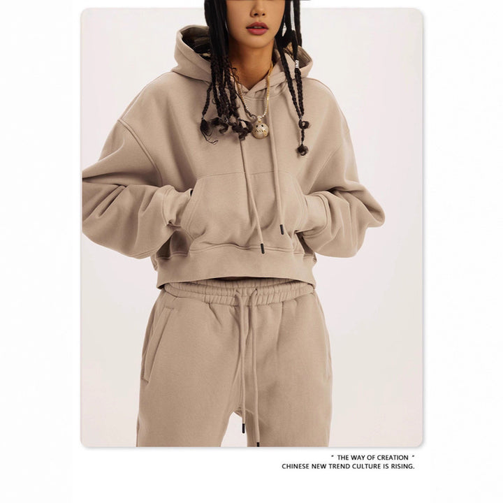 Damen cropped Hoodie und Jogginghose Set Drune