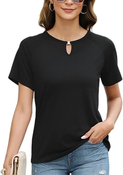 Damen modisches T-Shirt mit dekorativem Schlitz Drune