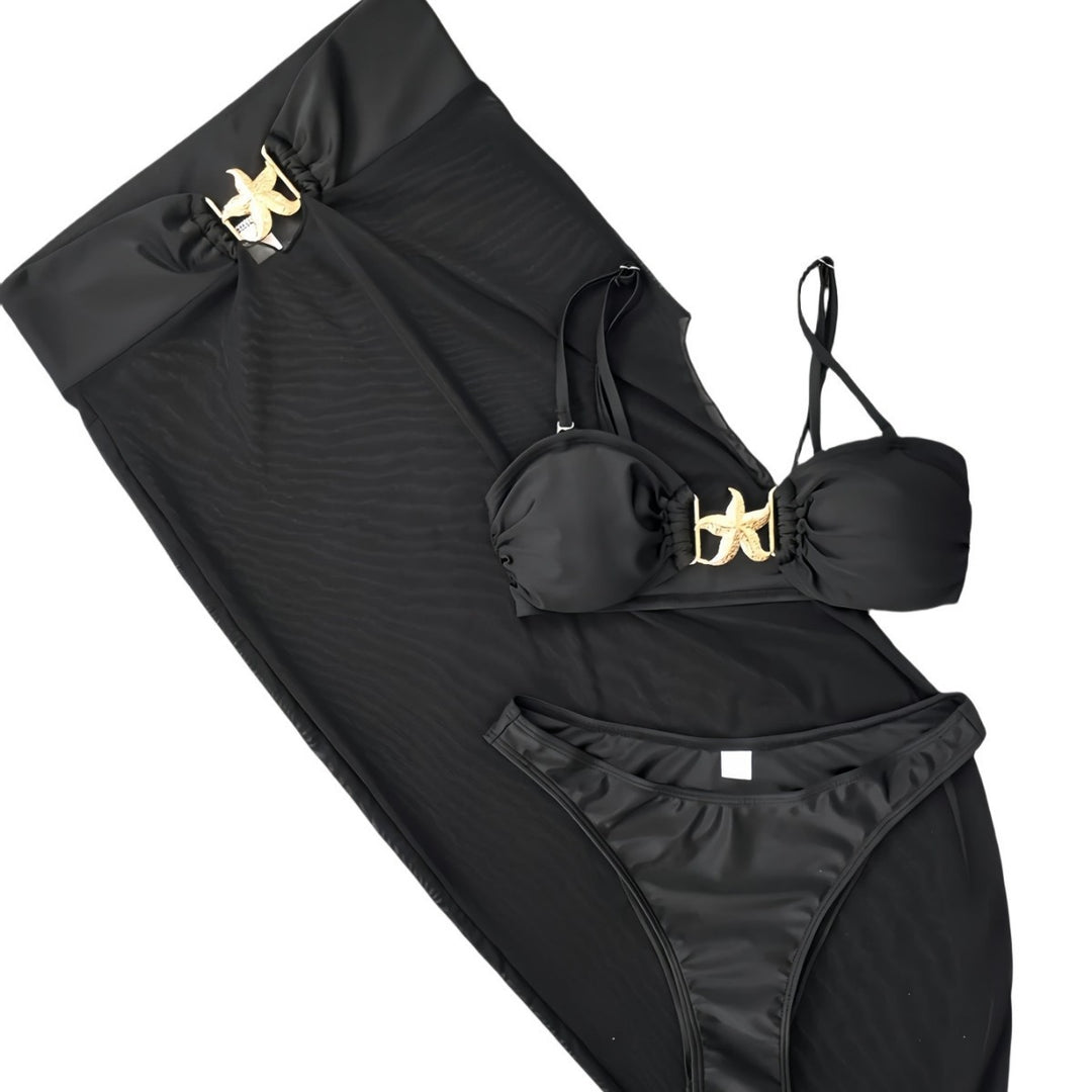 Damen Bandeau-Bikini mit eleganten Schnürdetails und hohem Beinausschnitt Drune