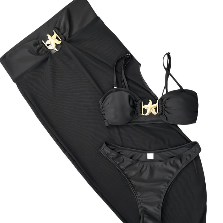 Damen Bandeau-Bikini mit eleganten Schnürdetails und hohem Beinausschnitt Drune