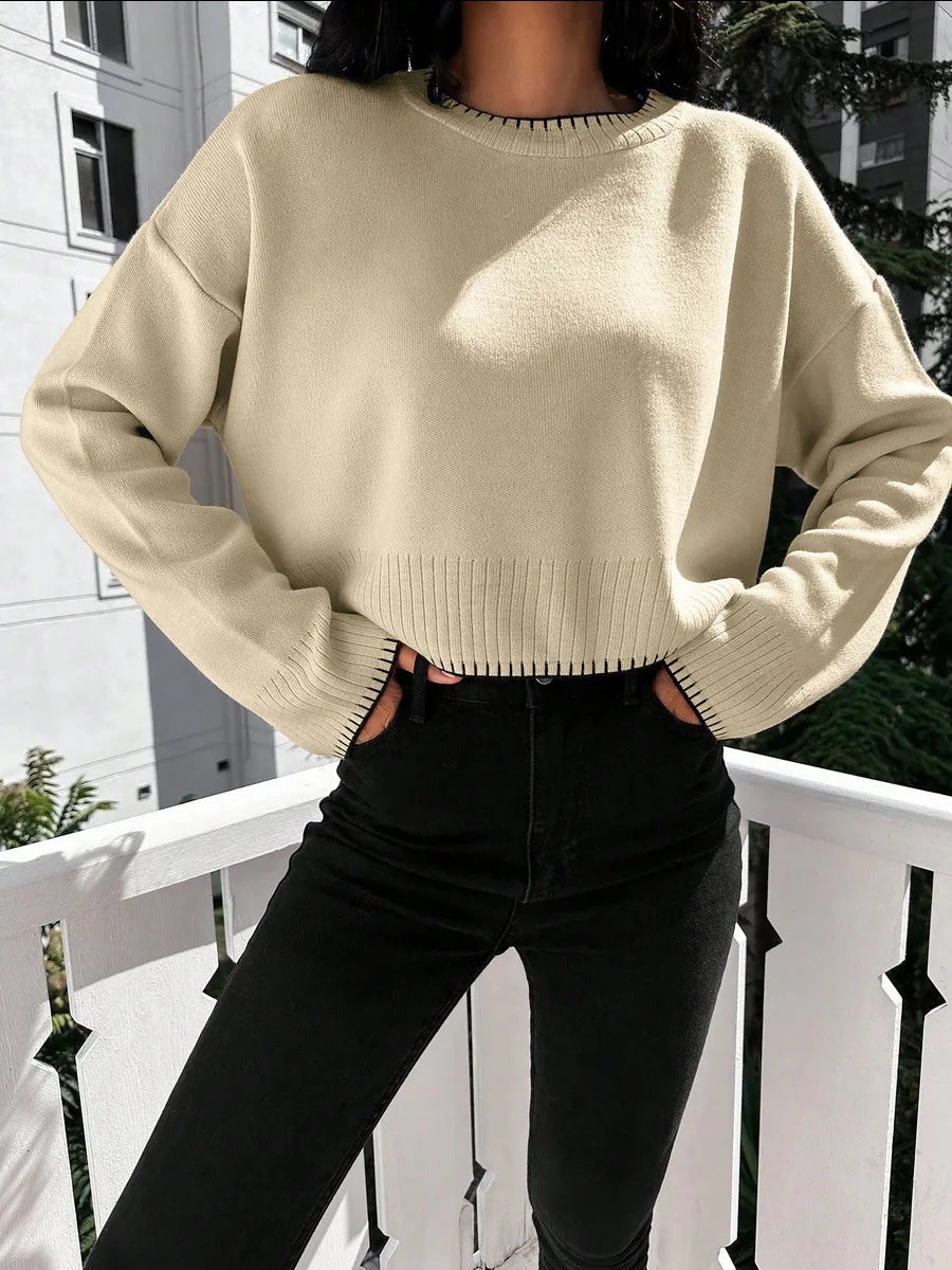 Damen Kurzpullover mit strukturiertem Design und lässigem Schnitt Drune