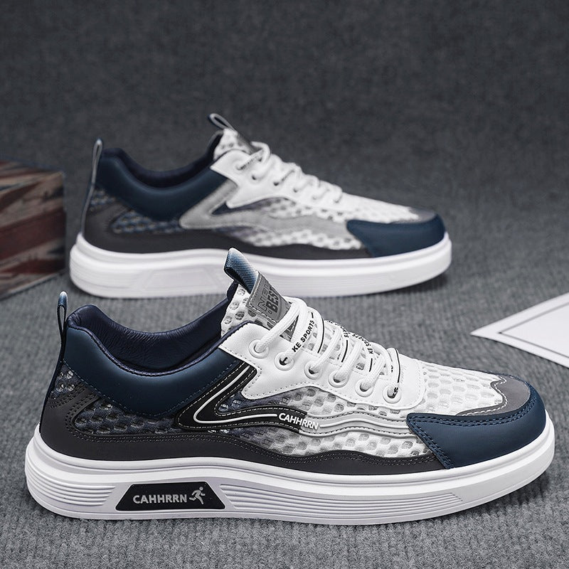 Herren atmungsaktive Wabenmesh-Street-Sneaker mit PU-Overlays, verstärkter Zehenkappe und profiliertem Gummirand Drune
