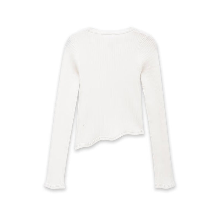 Damen Rippstrick-Longsleeve mit asymmetrischem Wellensaum Drune