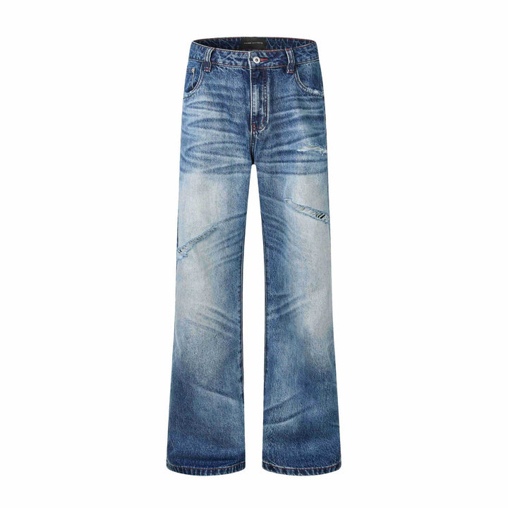 Damen Hochgeschnittene Jeans mit weitem Bein, Destroyed‑Look und Fünf‑Taschen‑Schnitt Drune
