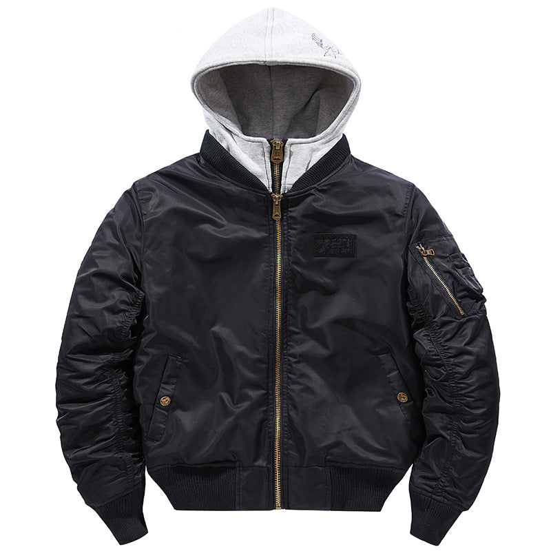 Herren Bomberjacke mit abnehmbarer Kapuze und praktischen Taschen Drune