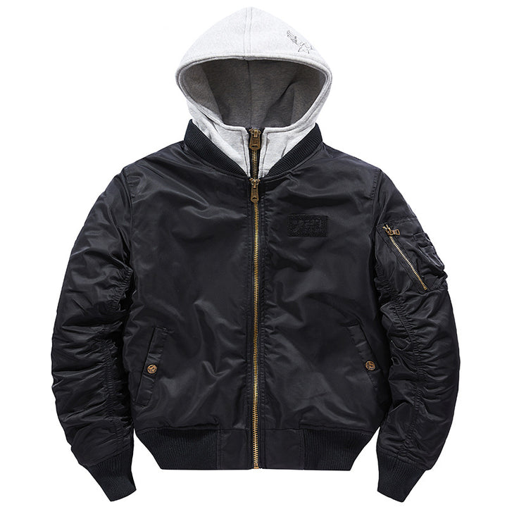 Herren Bomberjacke mit abnehmbarer Kapuze und praktischen Taschen Drune