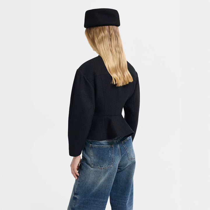Damen Taillierte Jacke mit Peplum-Saum, strukturierter Webqualität und Zierknöpfen Drune