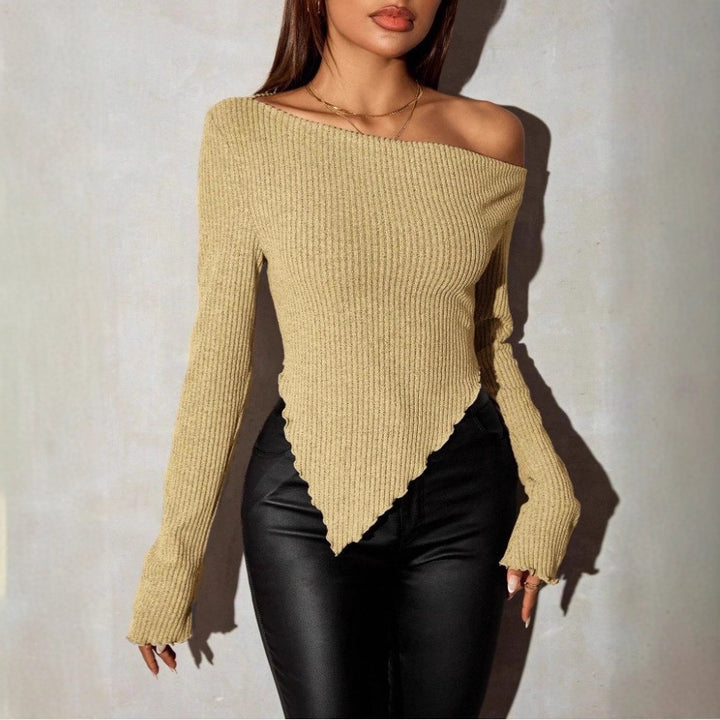 Damen Asymmetrischer Strickpullover Drune