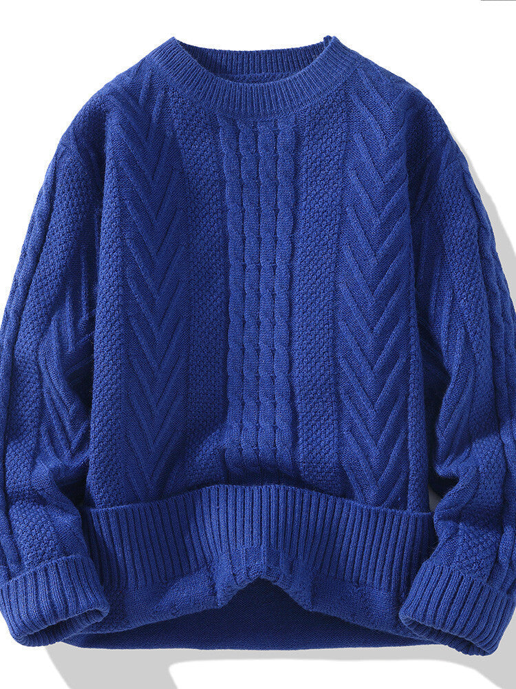 Herren Grobstrickpullover mit Zopfmuster und lässigem Schnitt Drune