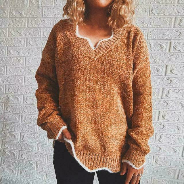 Drune | Pullover - Damen Herbst Einfarbiger Lässiger Pullover