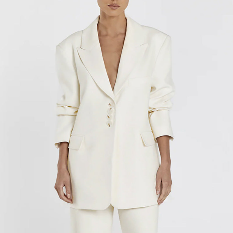Damen Oversized Blazer mit Knopfdetails Drune