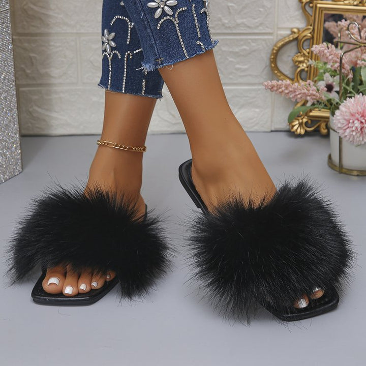 Damen Flausche Pantoletten Drune