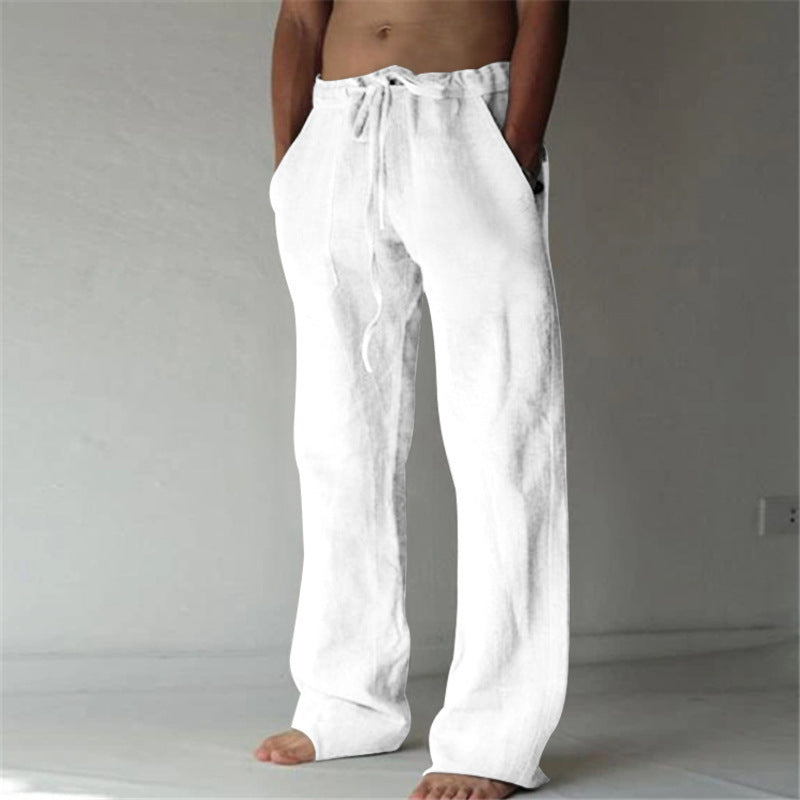 Herren nan lockere Leinenhose mit weitem Bein und Kordelzugbund Drune