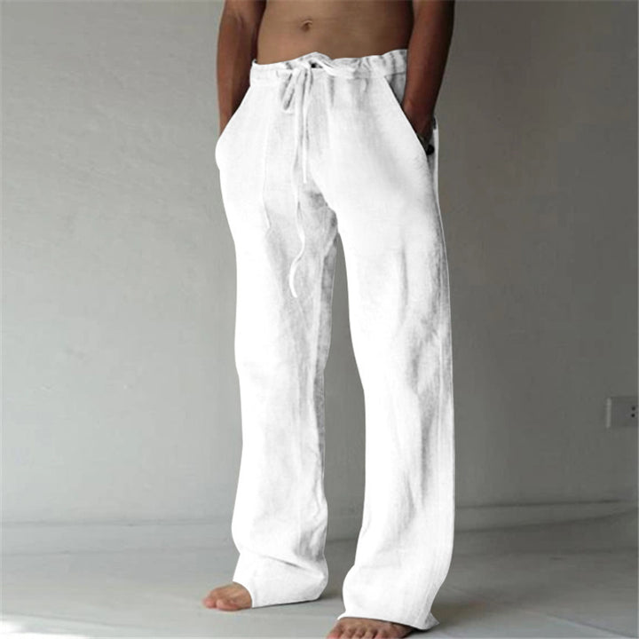 Herren nan lockere Leinenhose mit weitem Bein und Kordelzugbund Drune