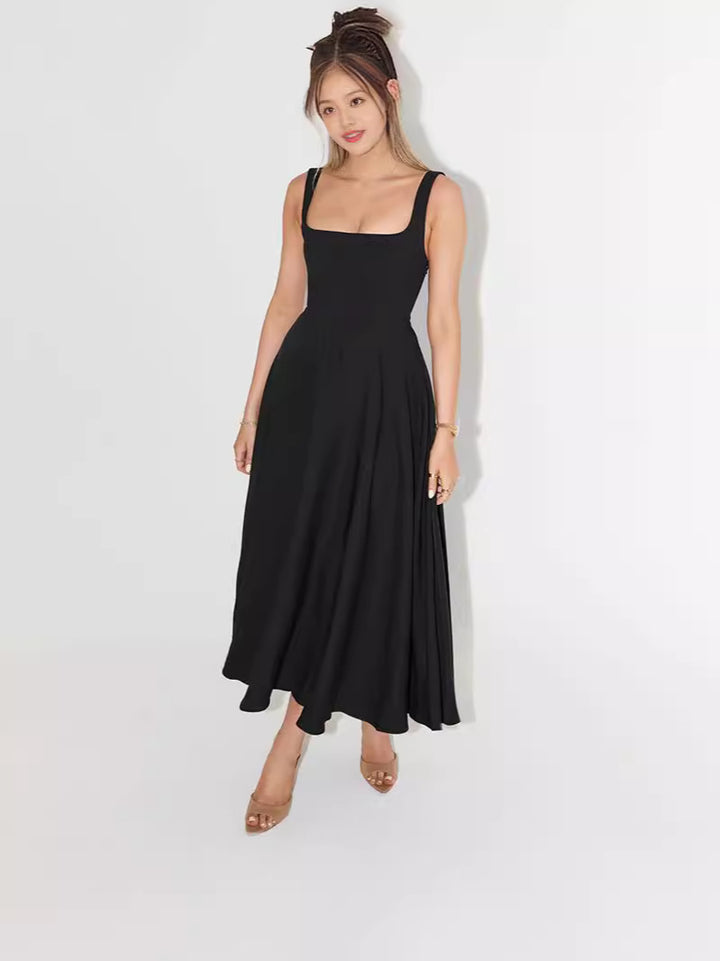 Damen Festliches Maxikleid mit elegantem Quadrat-Ausschnitt und schwingendem Rock Drune