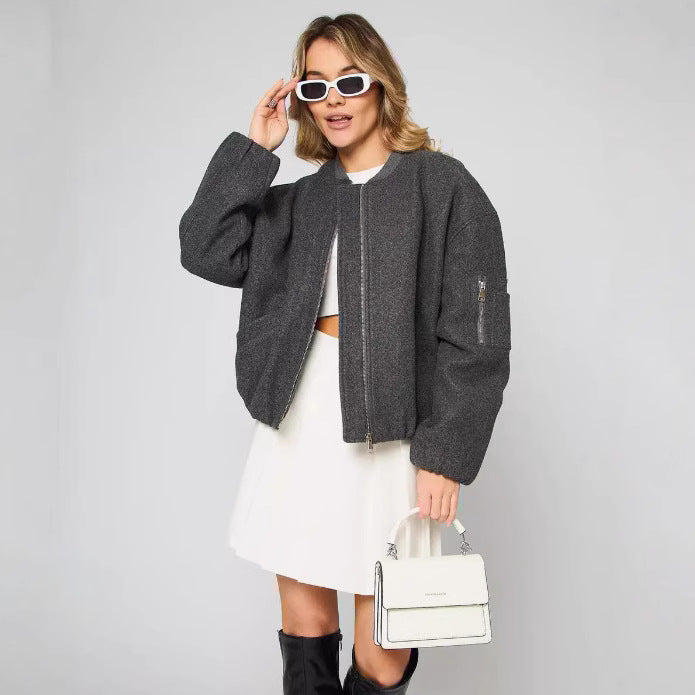 Damen modische Puffjacke mit praktischen Reißverschlusstaschen und elastischen Bündchen Drune