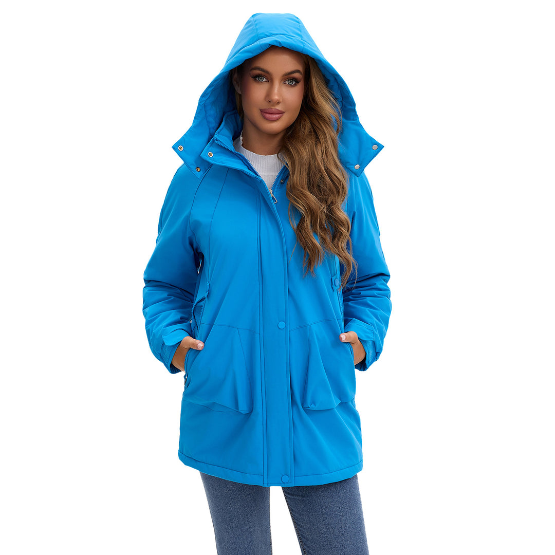Damen nan taillierter Parka mit Kapuze, verdecktem Reißverschluss und praktischen Reißverschlusstaschen Drune