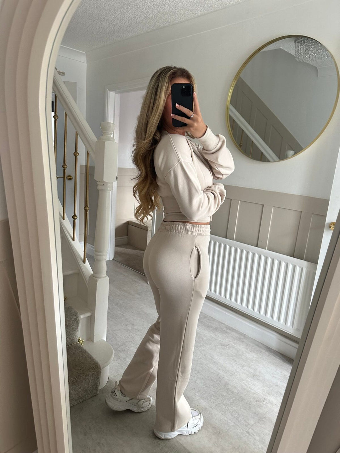 Damen gemütliches Strick-Loungewear-Set mit Knopfleiste Drune