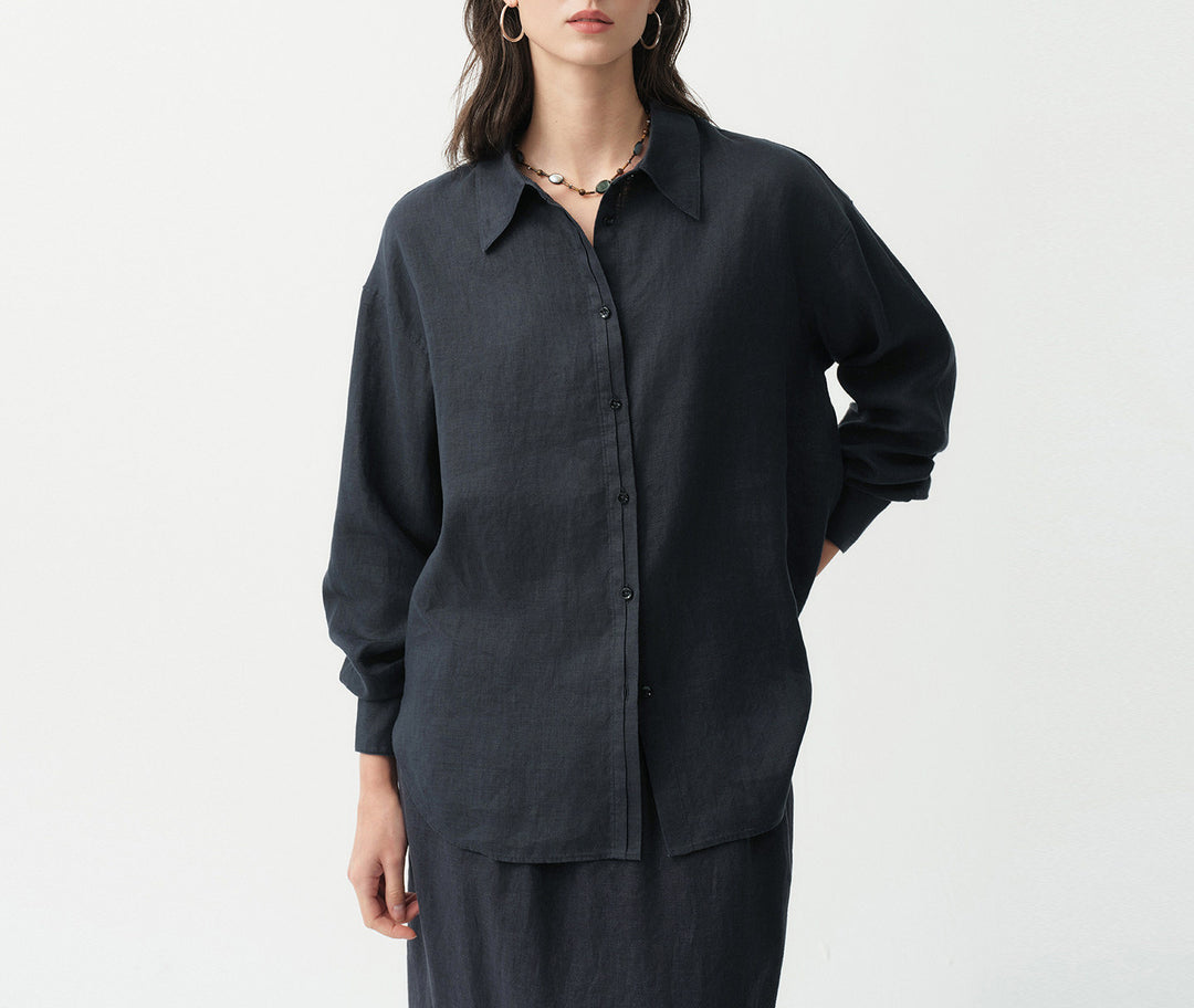 Damen Luftige Leinenbluse Drune