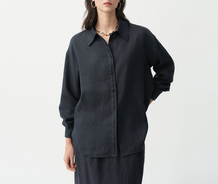 Damen Luftige Leinenbluse Drune