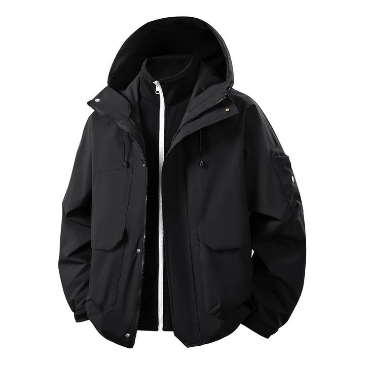Herren Wasserabweisende Doppeljacke mit abnehmbarer Fleece‑Innenjacke und Kapuze Drune