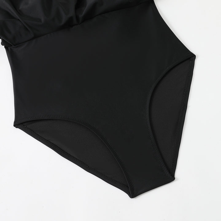 Damen Strandkleid mit leichtem V-Ausschnitt und voluminösen Rüschendetails Drune