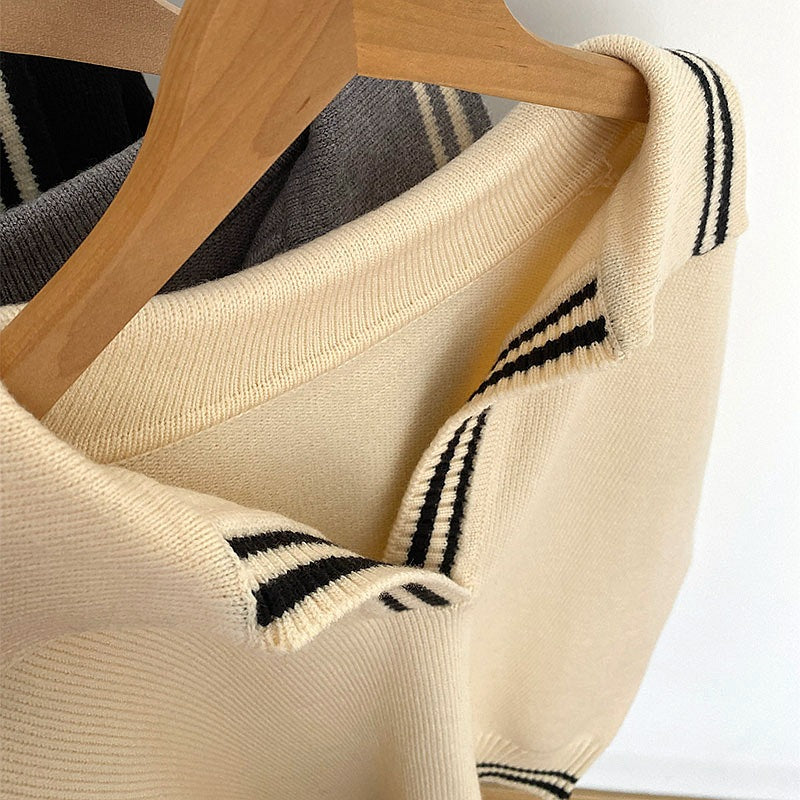 Damen Freizeitpullover mit klassischem Kragen und elastischen Bündchen Drune