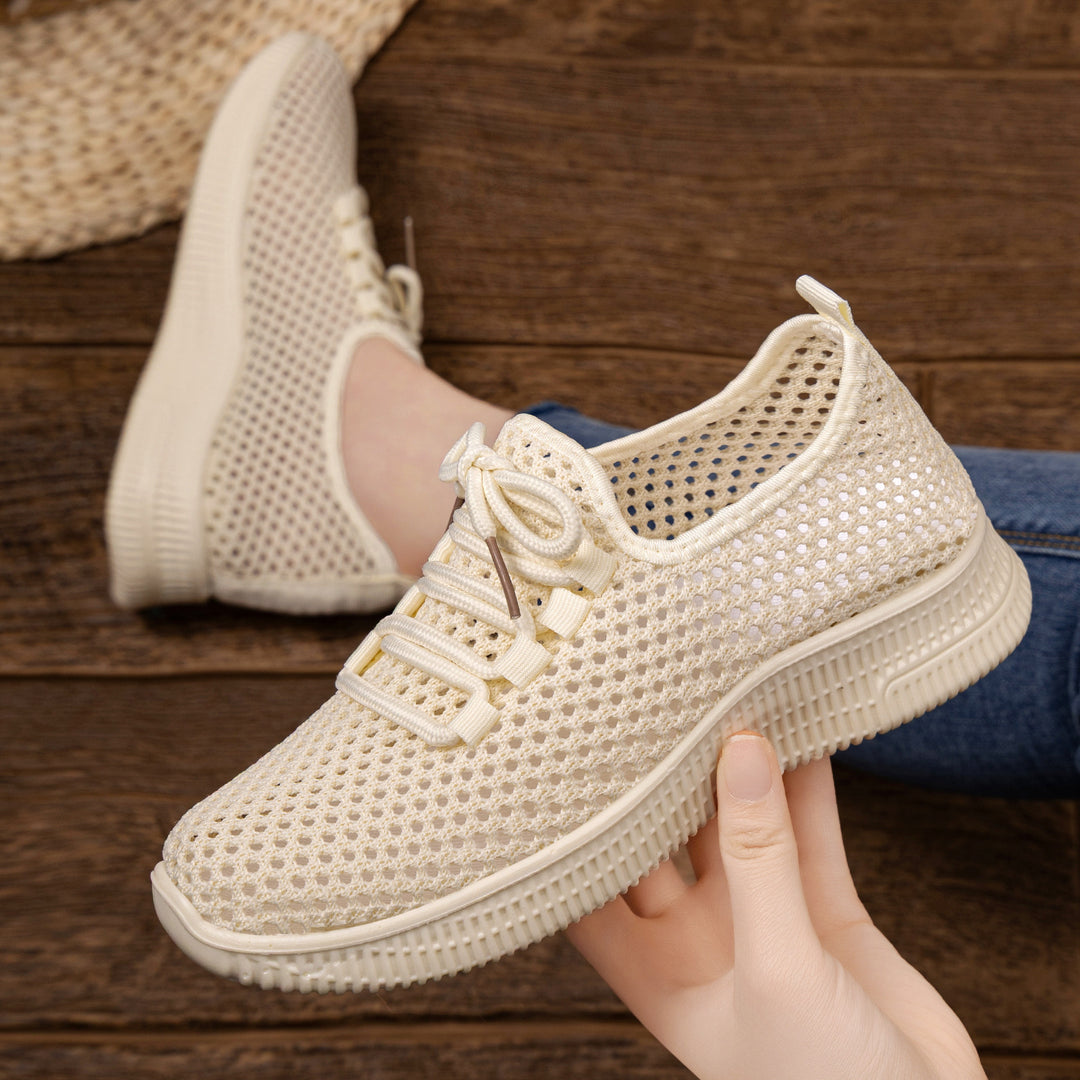 Damen nan atmungsaktiver Mesh-Slip-On Sneaker mit elastischer Schnürung und flexibler Profilsohle Drune